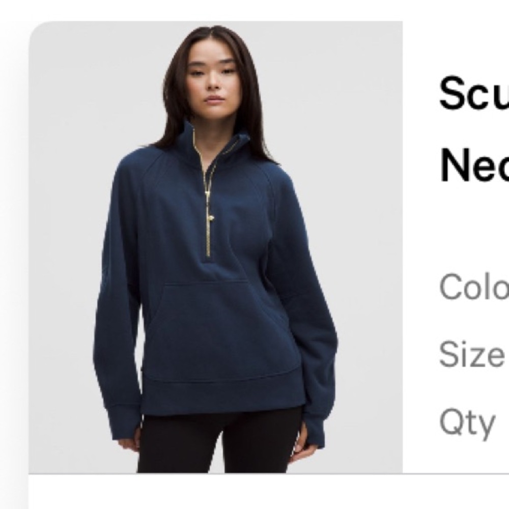 Lululemon Scuba Oversized Funnel Neck half zip Long XL/XXL-Brand New/Navy/Gold